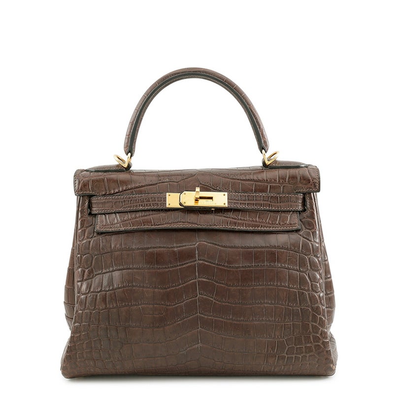 エルメス ハンドバッグ ケリー28 内縫い グリエレファント/ゴールド金具 ニロティカス □E刻印 HERMES Kelly 2wayバッグ