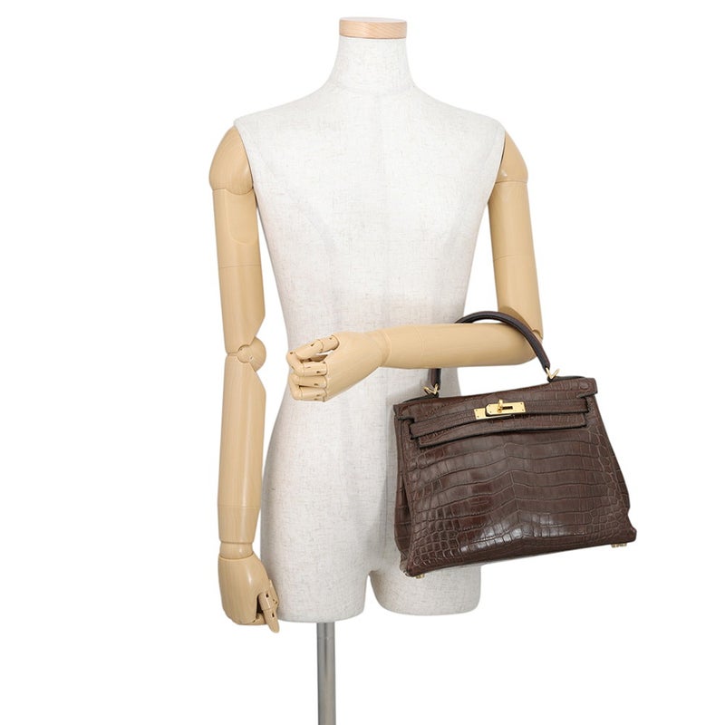 エルメス ハンドバッグ ケリー28 内縫い グリエレファント/ゴールド金具 ニロティカス □E刻印 HERMES Kelly 2wayバッグ