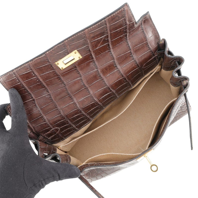 エルメス ハンドバッグ ケリー28 内縫い グリエレファント/ゴールド金具 ニロティカス □E刻印 HERMES Kelly 2wayバッグ