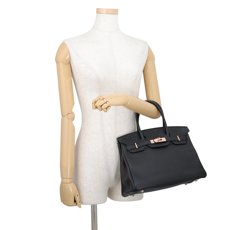 エルメス バーキン30 ブラック/ピンクゴールド金具 トゴ D刻印 HERMES Birkin ハンドバッグ 黒
