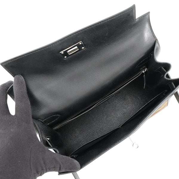 エルメス ケリー28 外縫い ブラック/オレンジ/グリーン/シルバー金具 ヴィブラート/ガリバー □C刻印 HERMES Kelly 2wayバッグ