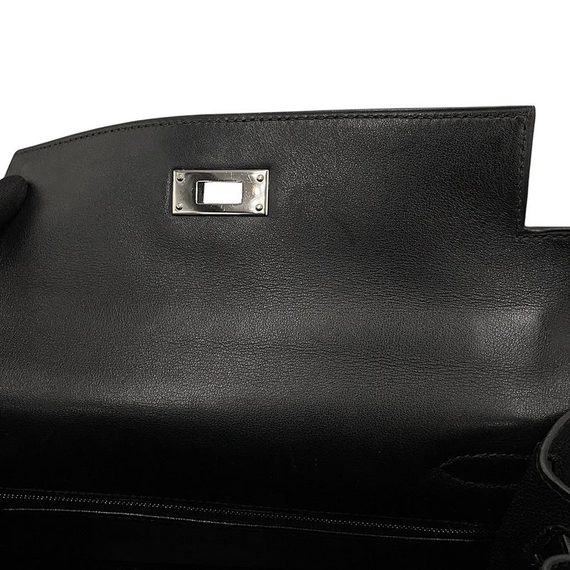 エルメス ケリー28 外縫い ブラック/オレンジ/グリーン/シルバー金具 ヴィブラート/ガリバー □C刻印 HERMES Kelly 2wayバッグ