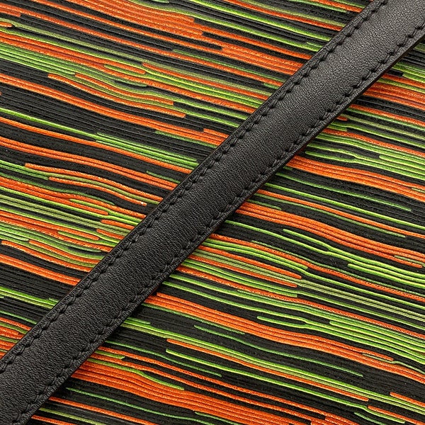 エルメス ケリー28 外縫い ブラック/オレンジ/グリーン/シルバー金具 ヴィブラート/ガリバー □C刻印 HERMES Kelly 2wayバッグ