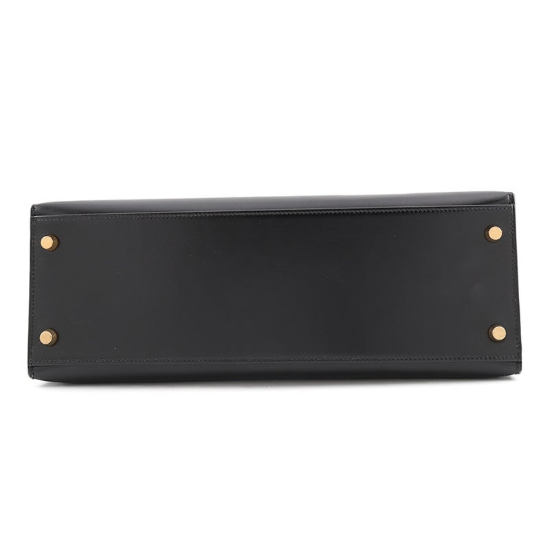 エルメス ハンドバッグ ケリー32 外縫い ブラック/シルバー金具 ボックスカーフ □H刻印 ２wayショルダー 黒