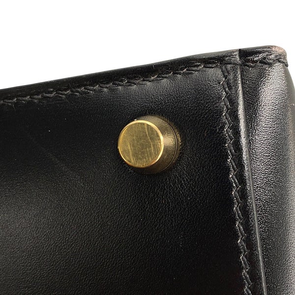 エルメス ハンドバッグ ケリー32 外縫い ブラック/シルバー金具 ボックスカーフ □H刻印 ２wayショルダー 黒