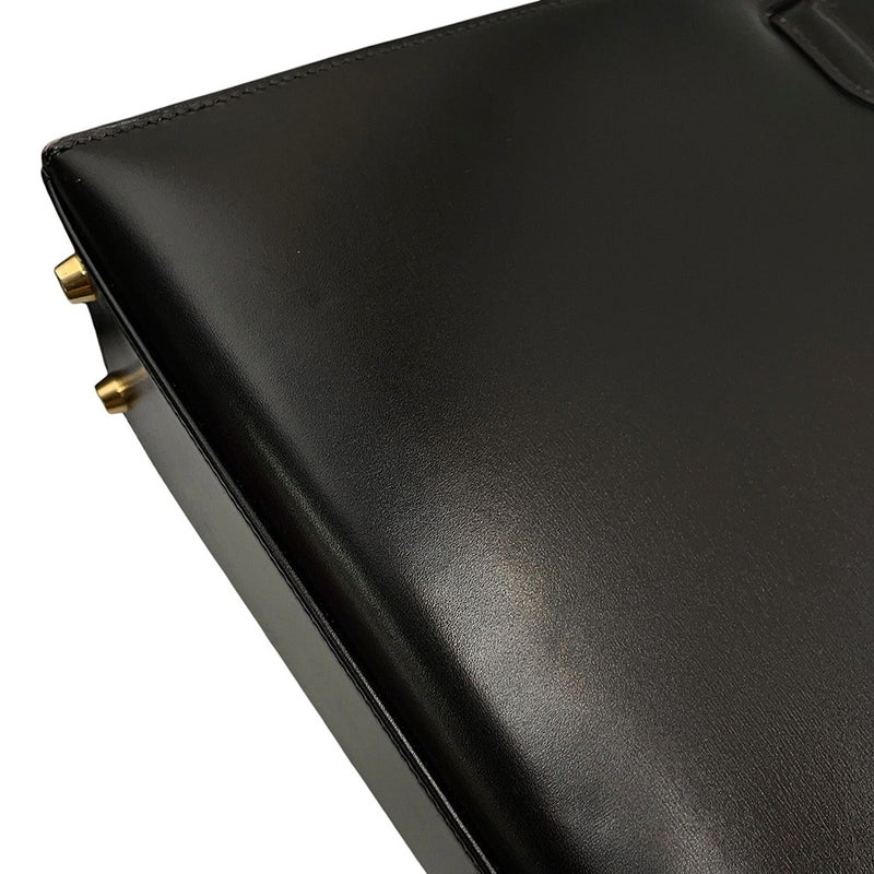 エルメス ハンドバッグ ケリー32 外縫い ブラック/シルバー金具 ボックスカーフ □H刻印 ２wayショルダー 黒