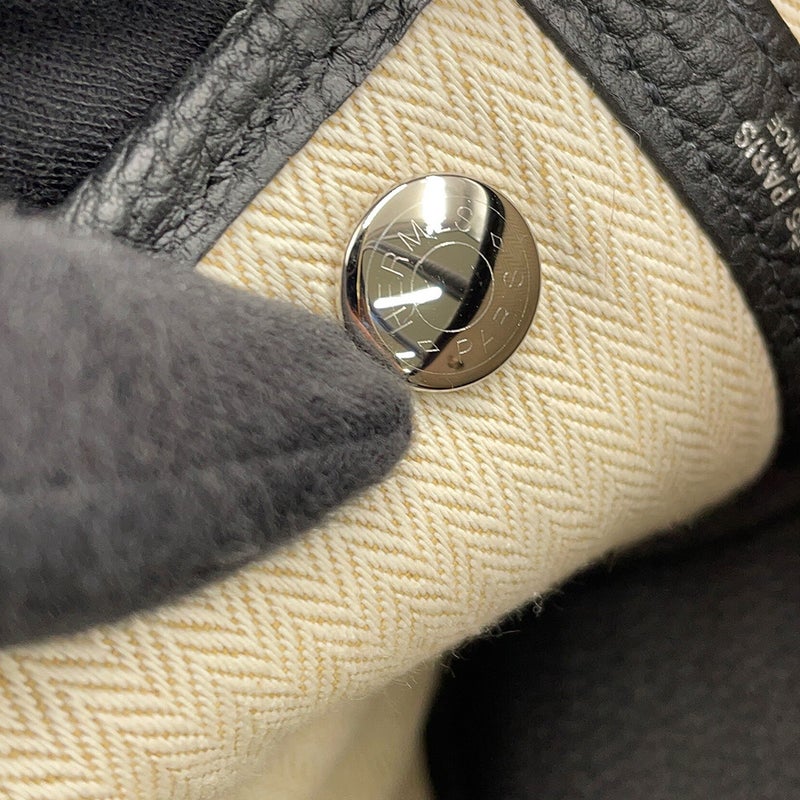 エルメス トートバッグ ネオ・ガーデン 23 ガーデンパーティ ブラック/シルバー金具 ネゴンダ K刻印 黒