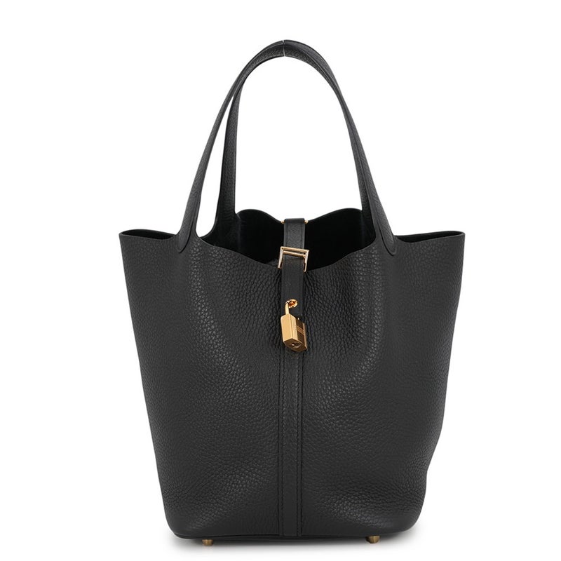 エルメス ハンドバッグ ピコタンロックMM ブラック/ゴールド金具 トリヨンクレマンス K刻印 HERMES 黒