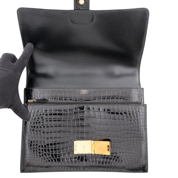 エルメス ビジネスバッグ サックアデペッシュ27 ブラック/ゴールド金具 ポロサスシャイン □J刻印 メンズ 黒