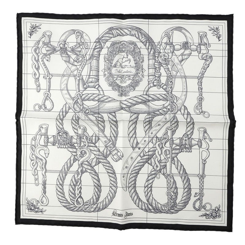 エルメス スカーフ カレ45 デラ カヴァレリア GAVROCHE DELLA CAVALLERIA SCARF シルク 黒 プチカレ