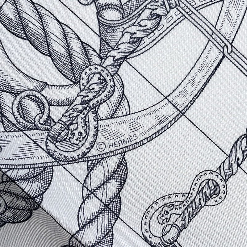 エルメス スカーフ カレ45 デラ カヴァレリア GAVROCHE DELLA CAVALLERIA SCARF シルク 黒 プチカレ