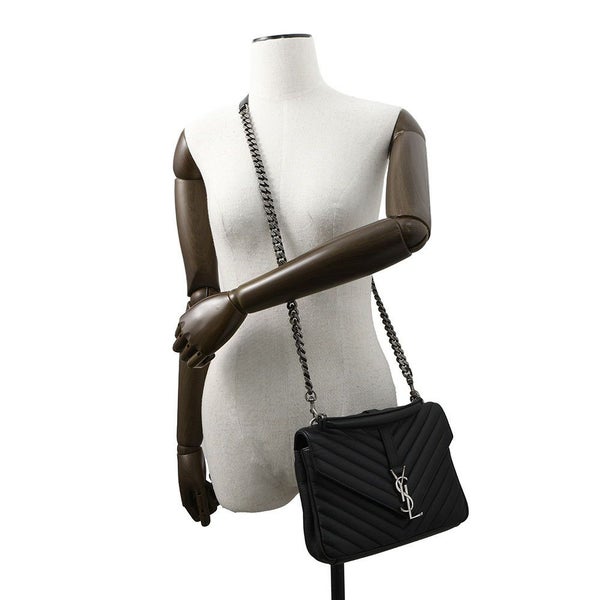 サンローランパリ ハンドバッグ カレッジ レザー 428056 SAINT LAURENT PARIS 2wayチェーンショルダーバッグ 黒