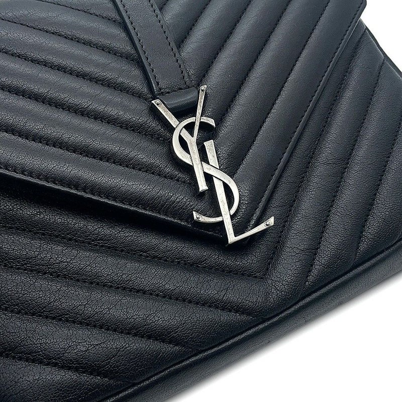 サンローランパリ ハンドバッグ カレッジ レザー 428056 SAINT LAURENT PARIS 2wayチェーンショルダーバッグ 黒