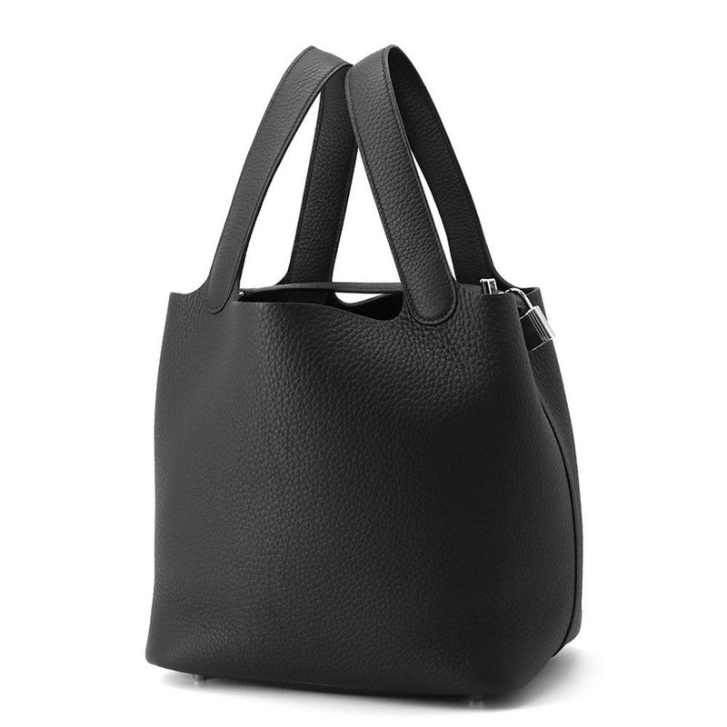 エルメス ハンドバッグ ピコタンロックMM ブラック/シルバー金具 トリヨンクレマンス K刻印 HERMES トートバッグ 黒