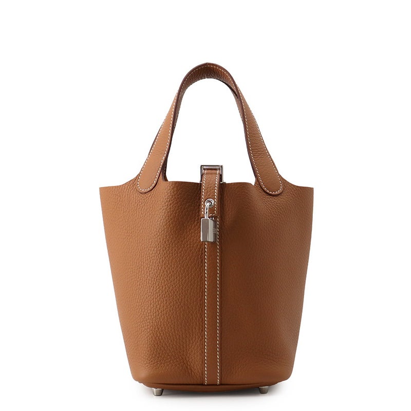 エルメス ハンドバッグ ピコタンロックPM ゴールド/シルバー金具 トリヨンクレマンス W刻印 HERMES