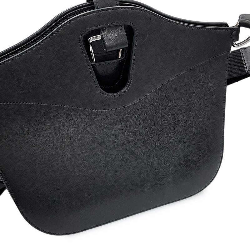 エルメス トートバッグ メッセンジャー アトラージュ ブラック/シルバー金具 エヴァーグレイン/キャンバス U刻印 HERMES 黒