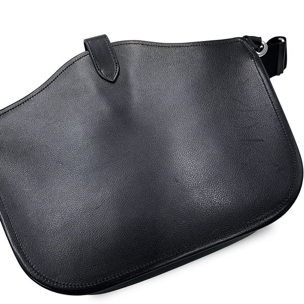 エルメス トートバッグ メッセンジャー アトラージュ ブラック/シルバー金具 エヴァーグレイン/キャンバス U刻印 HERMES 黒