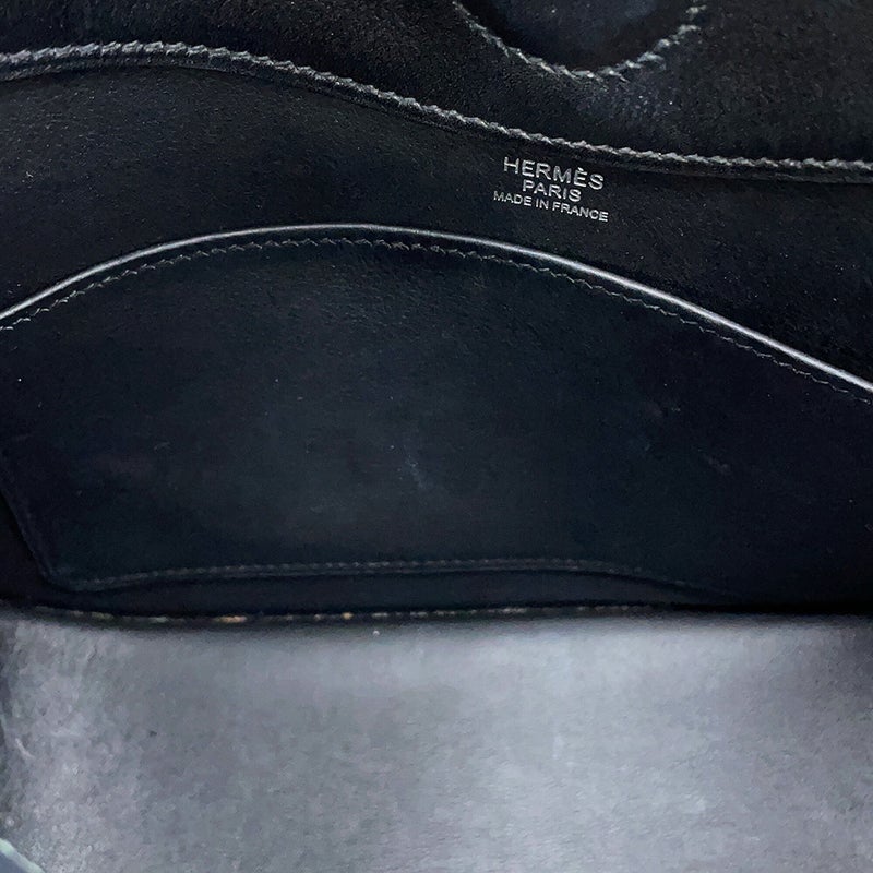 エルメス トートバッグ メッセンジャー アトラージュ ブラック/シルバー金具 エヴァーグレイン/キャンバス U刻印 HERMES 黒