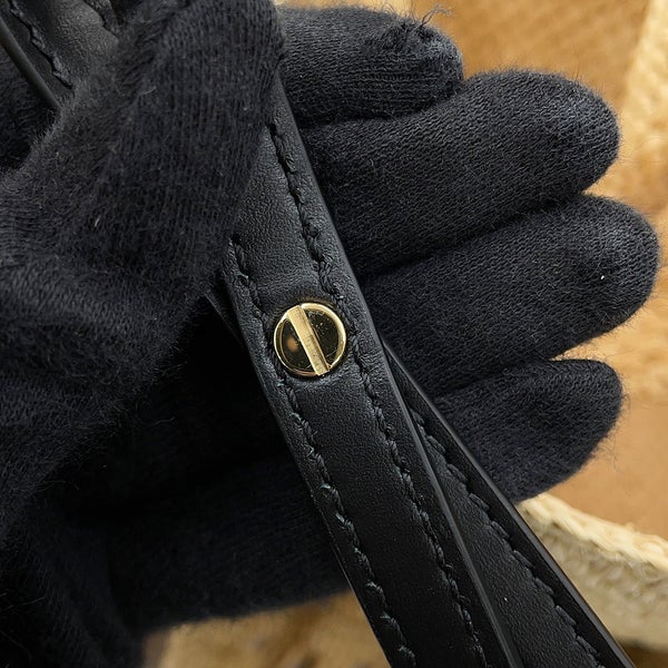ロエベ トートバッグ フォントトート スモール ラフィア/レザー ALF1B59X25 LOEWE 2wayショルダーバッグ かごバッグ 黒