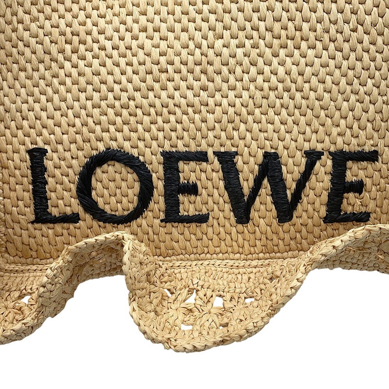 ロエベ トートバッグ フォントトート スモール ラフィア/レザー ALF1B59X25 LOEWE 2wayショルダーバッグ かごバッグ 黒