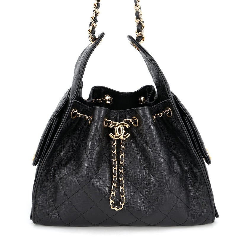 シャネル チェーンショルダーバッグ ココマーク CHANEL 25 スモール キャビアスキン AS5293 CHANEL 黒