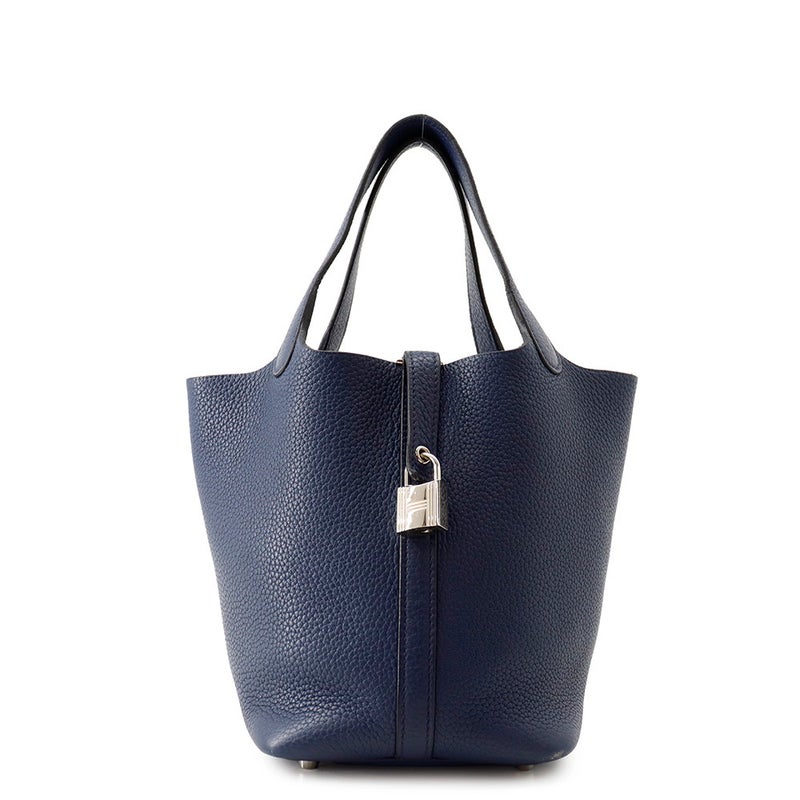エルメス ハンドバッグ ピコタンロックPM ブルーサフィール/シルバー金具 トリヨンクレマンス □R刻印 HERMES トートバッグ