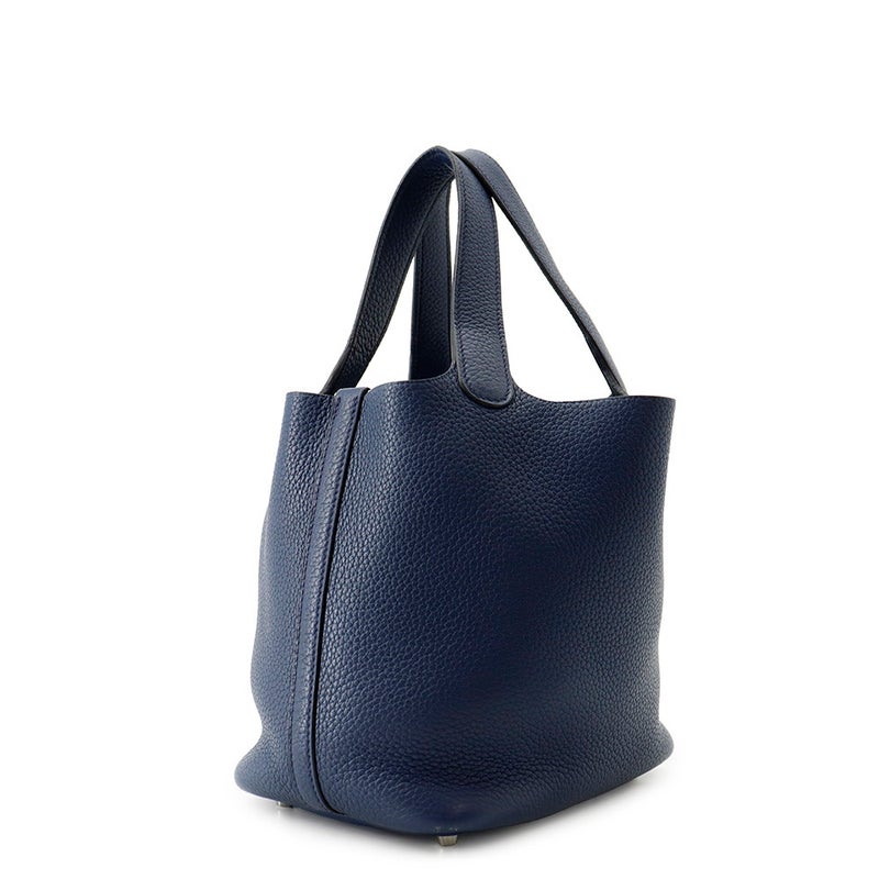 エルメス ハンドバッグ ピコタンロックPM ブルーサフィール/シルバー金具 トリヨンクレマンス □R刻印 HERMES トートバッグ
