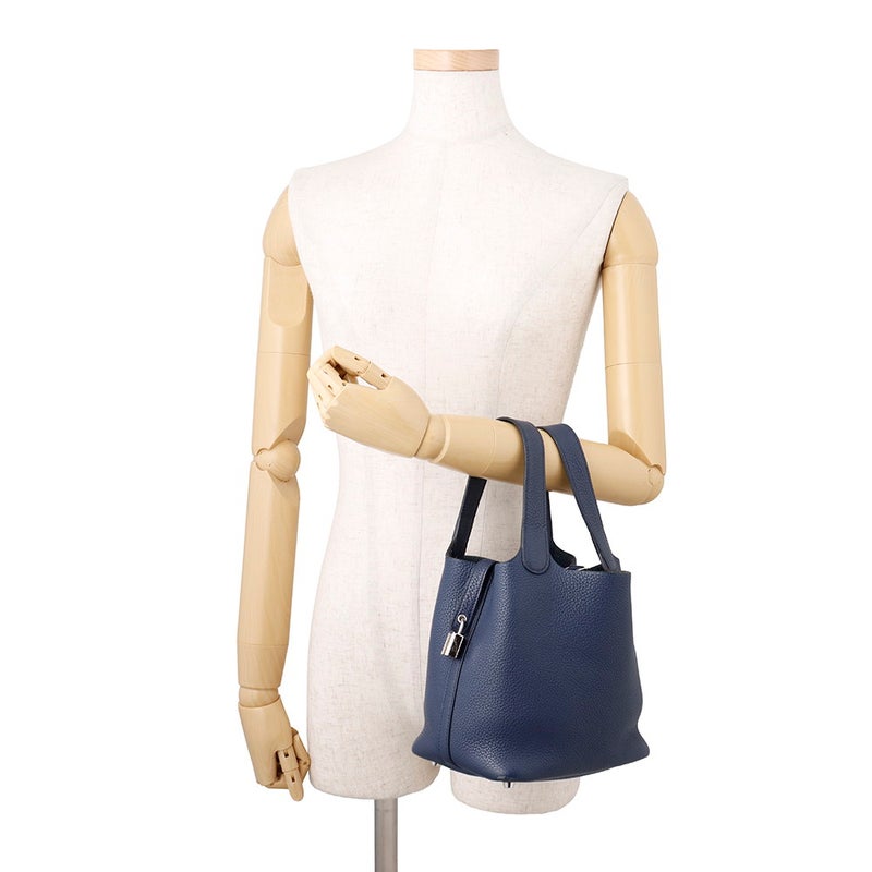 エルメス ハンドバッグ ピコタンロックPM ブルーサフィール/シルバー金具 トリヨンクレマンス □R刻印 HERMES トートバッグ
