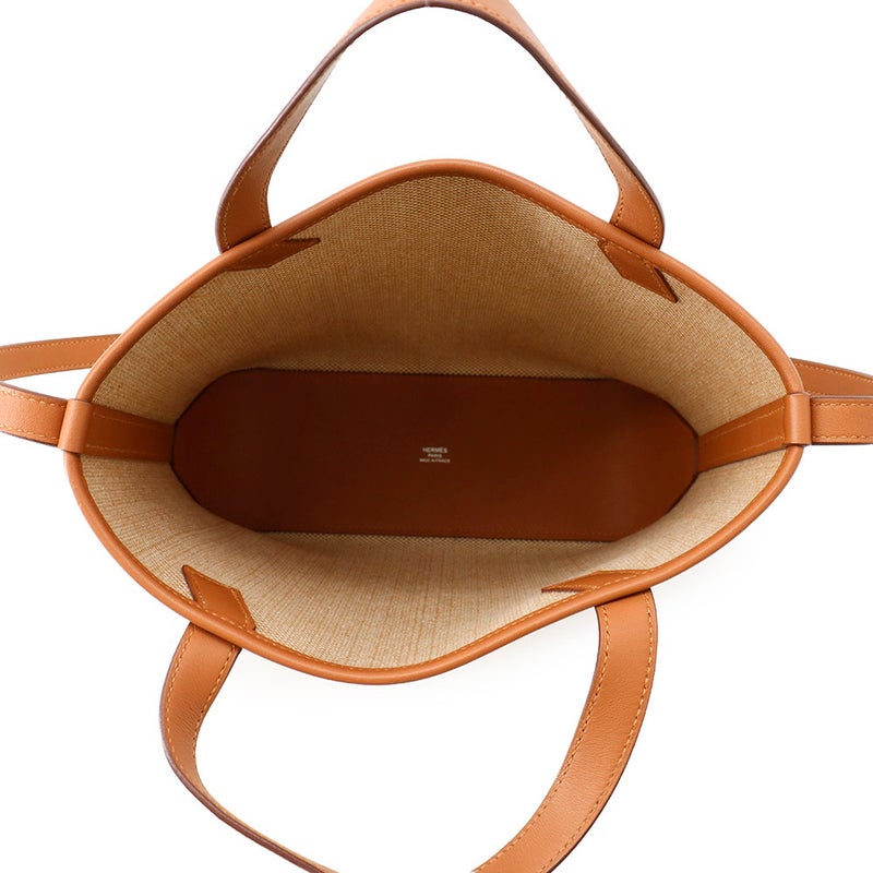 エルメス トートバッグ HアンビエPM ゴールド スイフト/トワルアッシュ Z刻印 HERMES 2wayショルダー