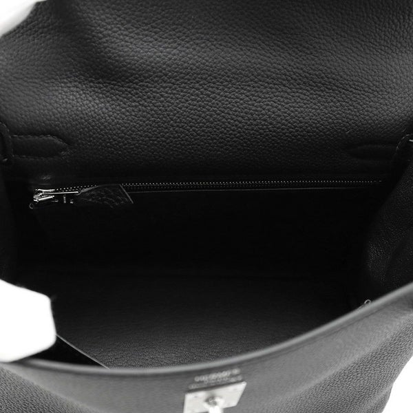 エルメス ハンドバッグ ケリー25 内縫い ブラック/シルバー金具 トゴ W刻印 HERMES Kelly 2wayバッグ 黒