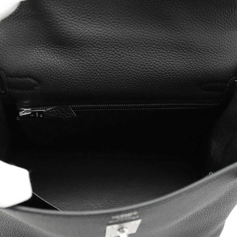 エルメス ハンドバッグ ケリー25 内縫い ブラック/シルバー金具 トゴ W刻印 HERMES Kelly 2wayバッグ 黒