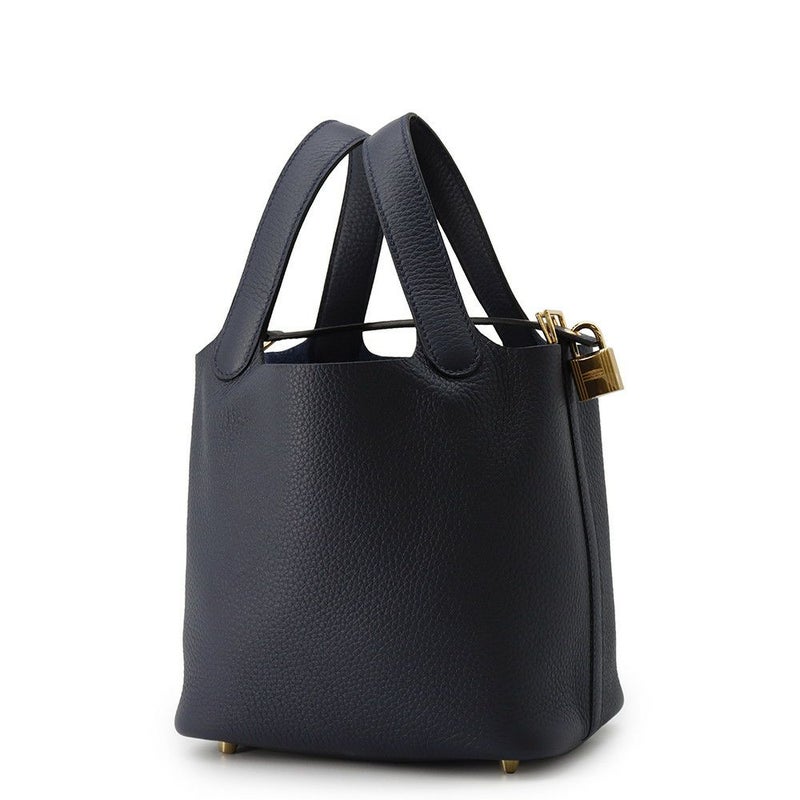 エルメス ハンドバッグ ピコタンロックPM ブルーニュイ/ゴールド金具 トリヨンクレマンス K刻印