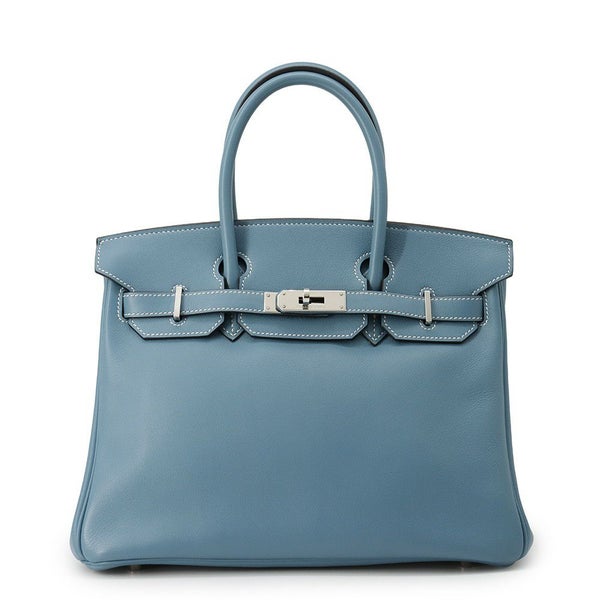 エルメス バーキン30 ブルージーン/シルバー金具 スイフト □L刻印 HERMES Birkin ハンドバッグ