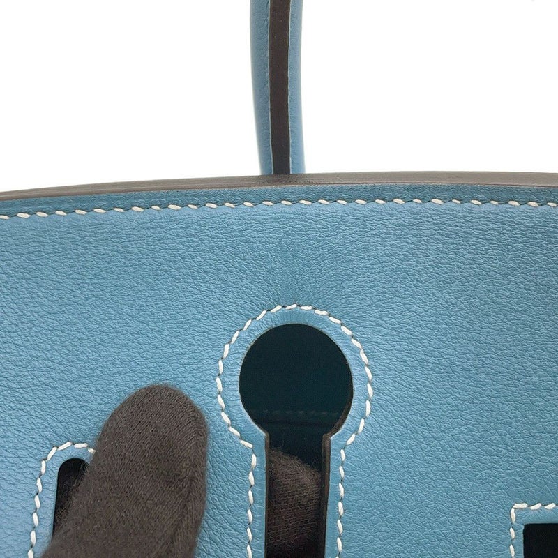 エルメス バーキン30 ブルージーン/シルバー金具 スイフト □L刻印 HERMES Birkin ハンドバッグ