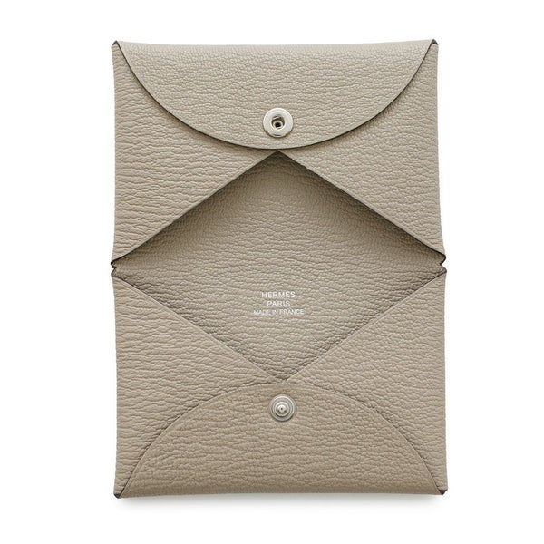 エルメス カードケース カルヴィ トゥルティエールグレー/シルバー金具 シェブルミゾル W刻印 HERMES 財布