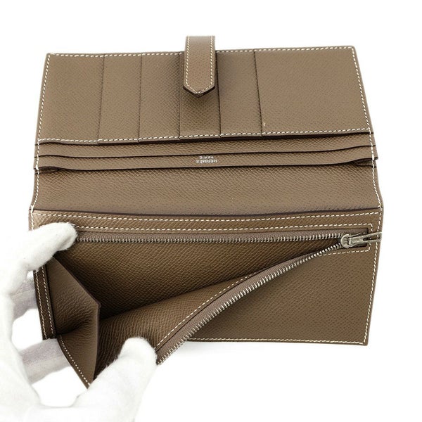 エルメス 長財布 ベアンスフレ エトゥープ/シルバー金具 エプソン A刻印 HERMES 財布