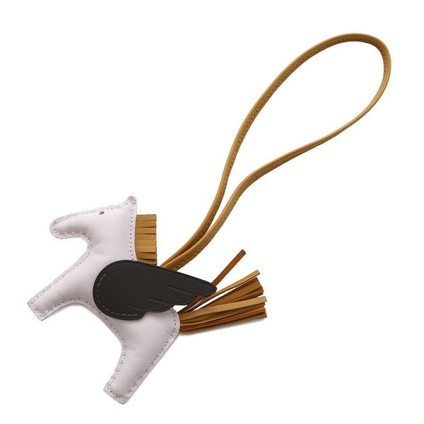 エルメス バッグチャーム ロデオPM ペガサス モーヴペール/エベンヌ/セサミ ラムスキン U刻印