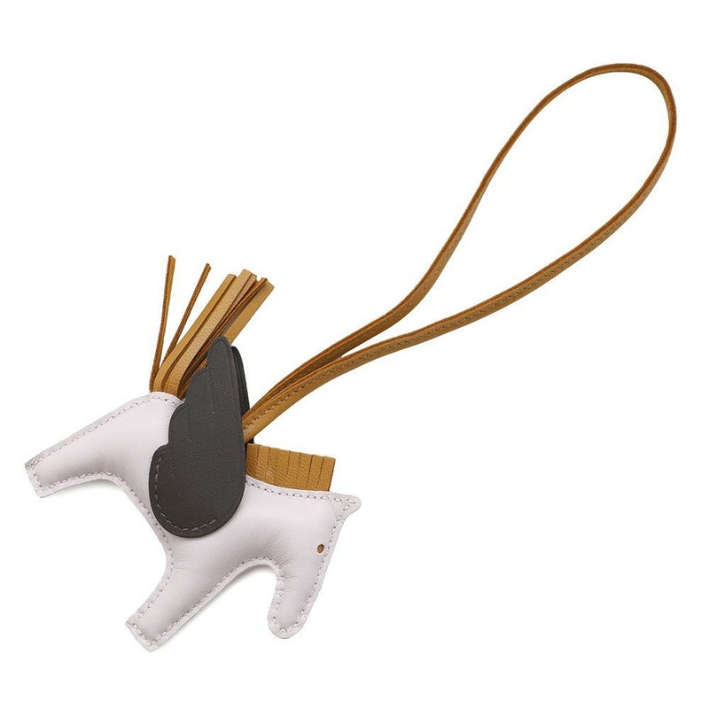 エルメス バッグチャーム ロデオPM ペガサス モーヴペール/エベンヌ/セサミ ラムスキン U刻印