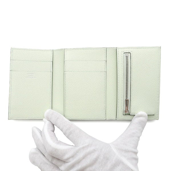エルメス 三つ折り財布 ベアンコンビネ ヴェールフィズ/シルバー金具 エプソン B刻印