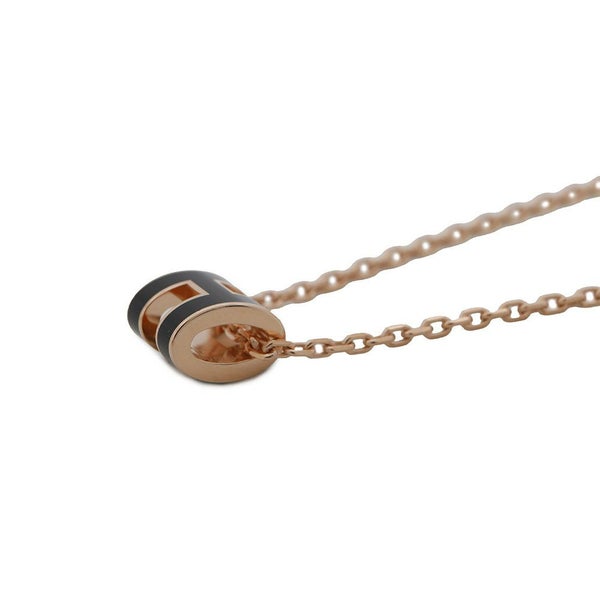 エルメス ネックレス ミニ・ポップアッシュ ブラック/ピンクゴールド金具 アクセサリー ポップH 黒