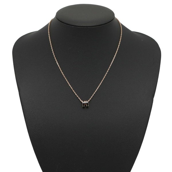 エルメス ネックレス ミニ・ポップアッシュ ブラック/ピンクゴールド金具 アクセサリー ポップH 黒