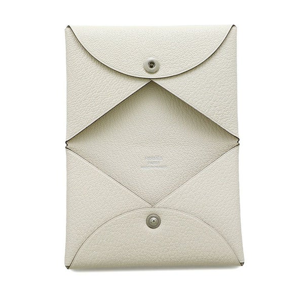 エルメス カードケース カルヴィ ナタ/シルバー金具 シェブルミゾル K刻印 HERMES 名刺入れ シェーブル