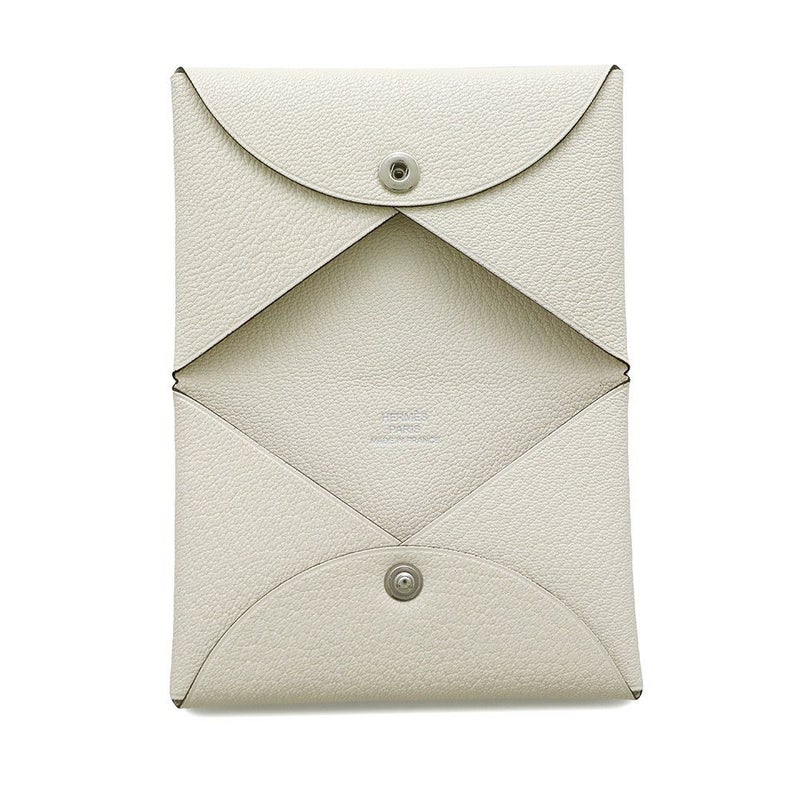 エルメス カードケース カルヴィ ナタ/シルバー金具 シェブルミゾル K刻印 HERMES 名刺入れ シェーブル