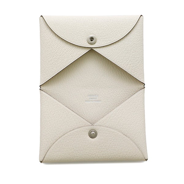 エルメス カードケース カルヴィ ナタ/シルバー金具 シェブルミゾル K刻印 HERMES 名刺入れ シェーブル