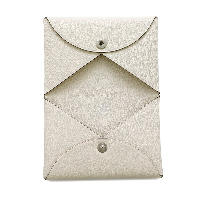 エルメス カードケース カルヴィ ナタ/シルバー金具 シェブルミゾル K刻印 HERMES 名刺入れ シェーブル