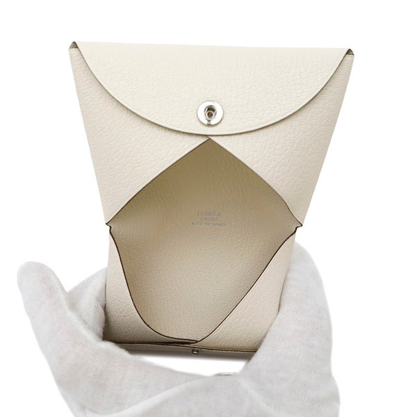 エルメス カードケース カルヴィ ナタ/シルバー金具 シェブルミゾル K刻印 HERMES 名刺入れ シェーブル