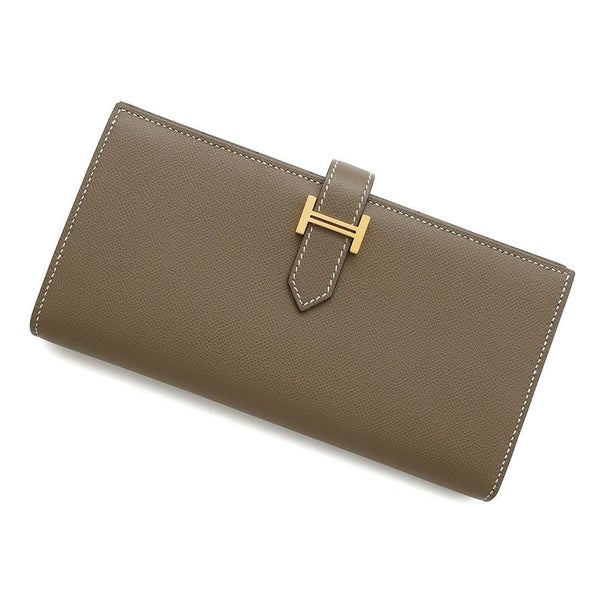 エルメス 長財布 ベアンスフレ エトゥープ/ゴールド金具 ヴォーマダム B刻印 HERMES 財布