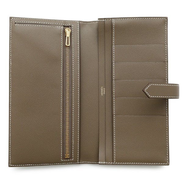 エルメス 長財布 ベアンスフレ エトゥープ/ゴールド金具 ヴォーマダム B刻印 HERMES 財布