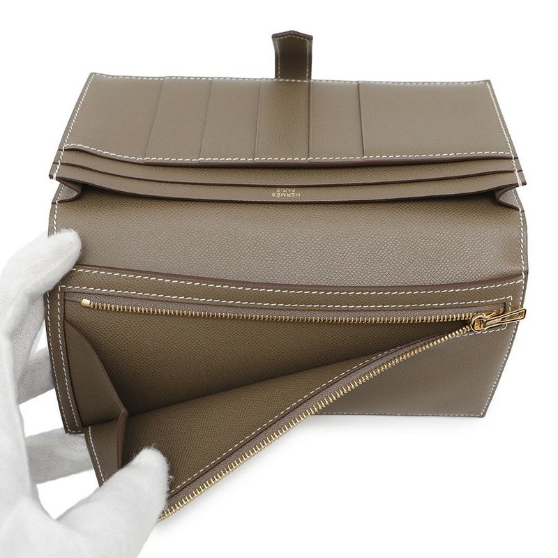 エルメス 長財布 ベアンスフレ エトゥープ/ゴールド金具 ヴォーマダム B刻印 HERMES 財布