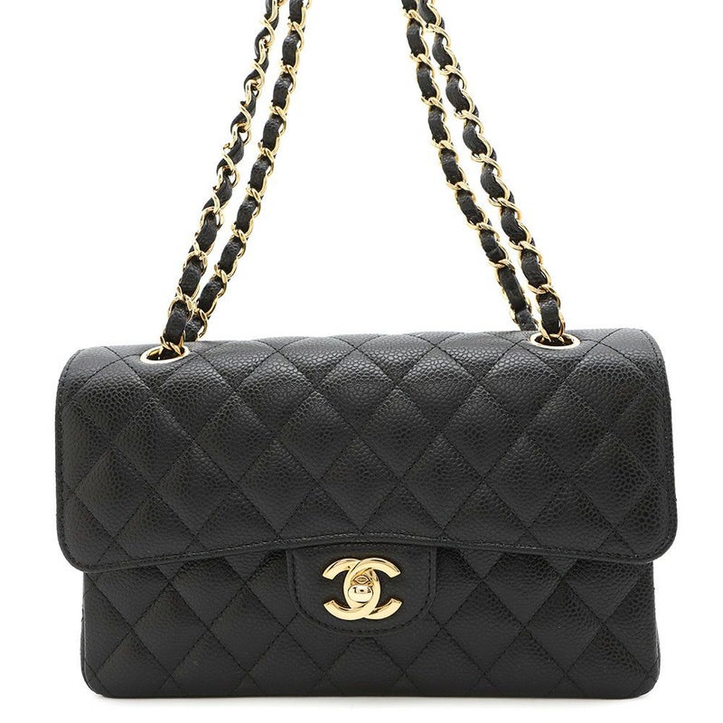 シャネル チェーンショルダーバッグ マトラッセ23 ココマーク ダブルチェーン キャビアスキン A01113 CHANEL 黒